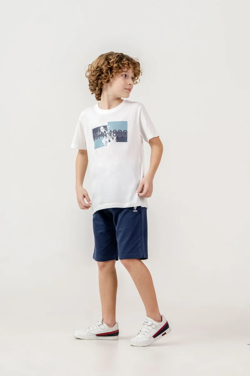 يو اس بولو اسن U.S. Polo Assn. Boys White Bermuda Set